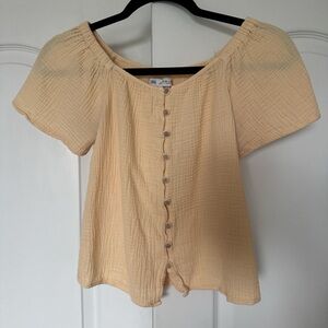 Zara Light Tan Button-Down Blouse